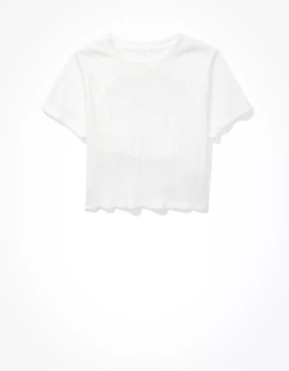 T Shirts American Eagle AE Open-Back Baby Tee Blanche Femme | VXJ-32188075